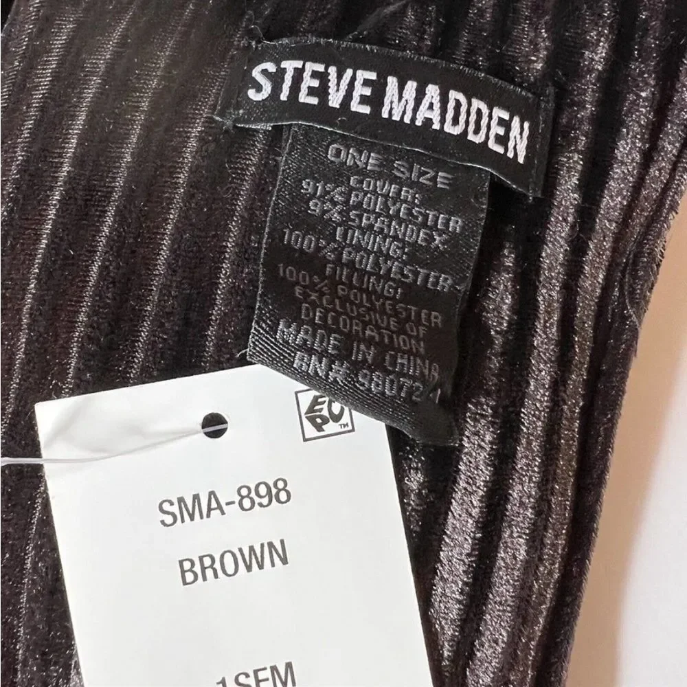 New Steve Madden Velvet Effect Ribbed Puffy Scarf Brown, women accessories…